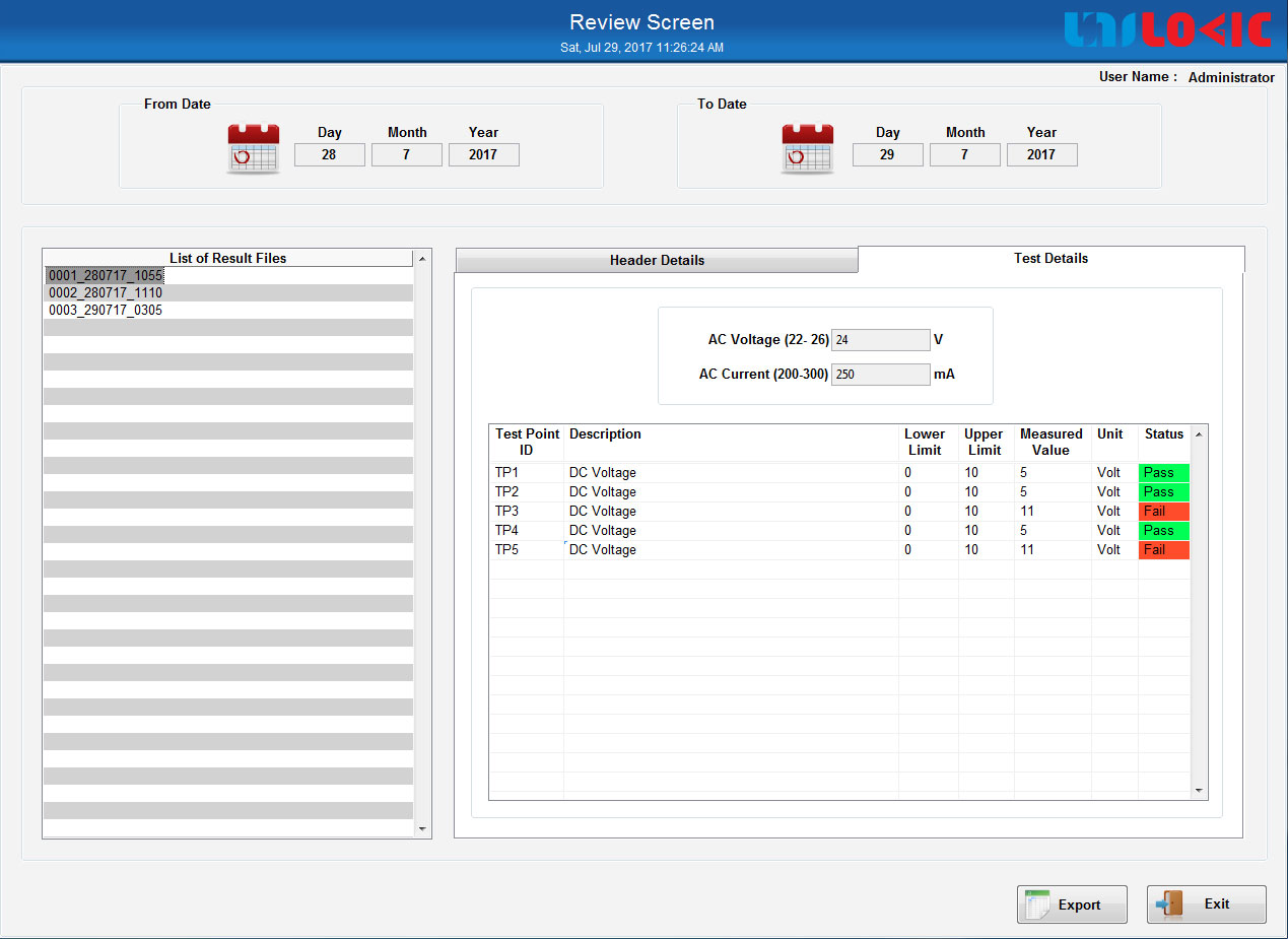 Unilogic PCB Assembly Test Software